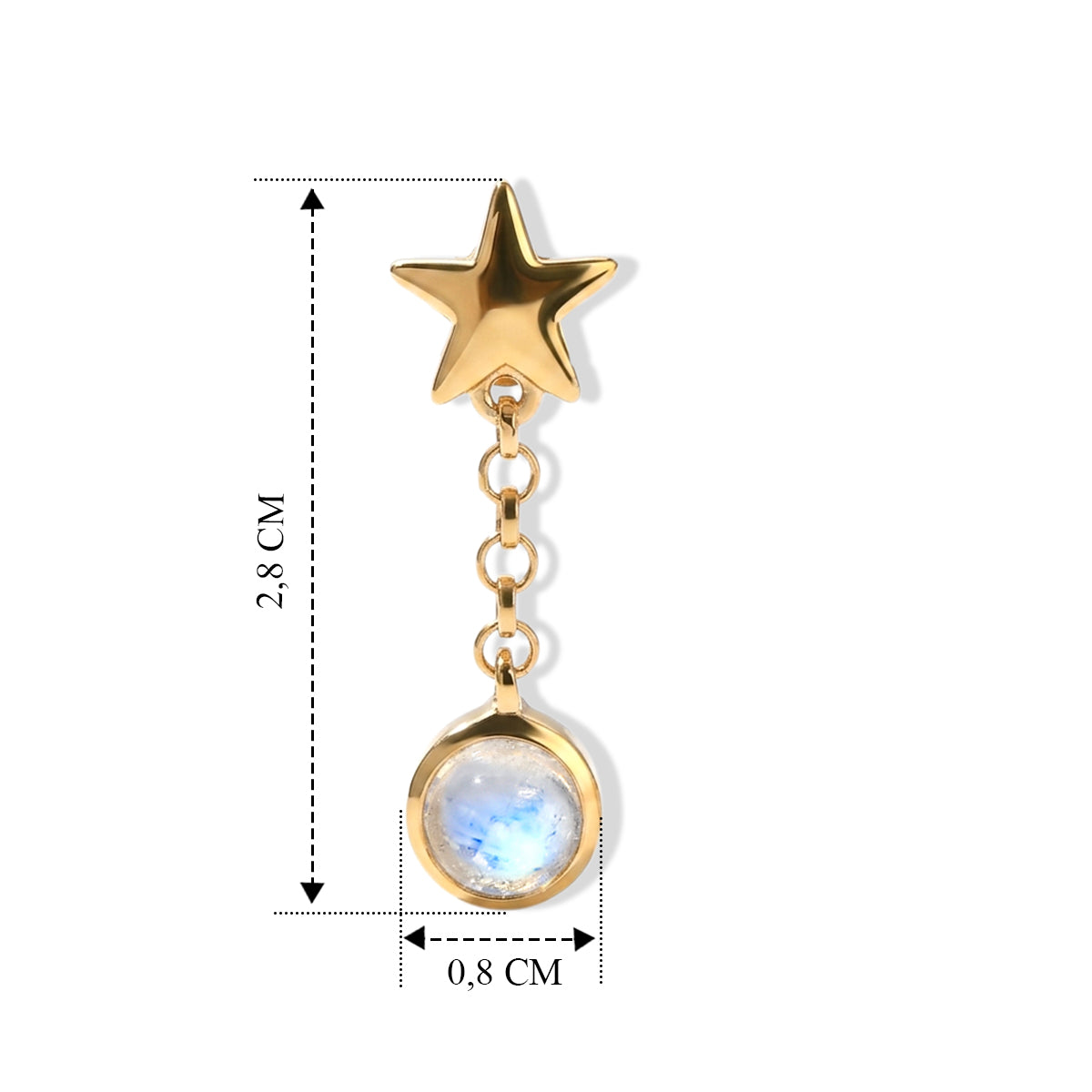 D'Joy Regenbogen Mondstein Ohrringe 925 Silber Vergoldet ca. 1.96 ct
