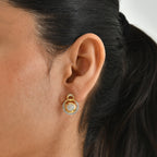 D'Joy Regenbogen Mondstein, Weißer Zirkon Ohrringe 925 Silber 585 Vergoldet ca. 2,44 ct.