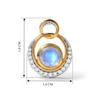 D'Joy Regenbogen Mondstein, Weißer Zirkon Ohrringe 925 Silber 585 Vergoldet ca. 2,44 ct.