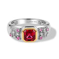 D'Joy Lab Grown Padparadscha-Saphir Ring 925 Silber Rhodiniert und 750 Gelbgold Vermeil (Größe 18.00) ca. 1,74 ct
