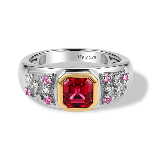 D'Joy Lab Grown Padparadscha-Saphir Ring 925 Silber Rhodiniert und 750 Gelbgold Vermeil (Größe 21.00) ca. 1,74 ct