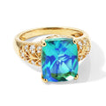 EVER TRUE Pfau Quarz Triplette, Weißer Zirkon Ring 950 Kupfer (Größe 21.00) ca. 5,91 ct