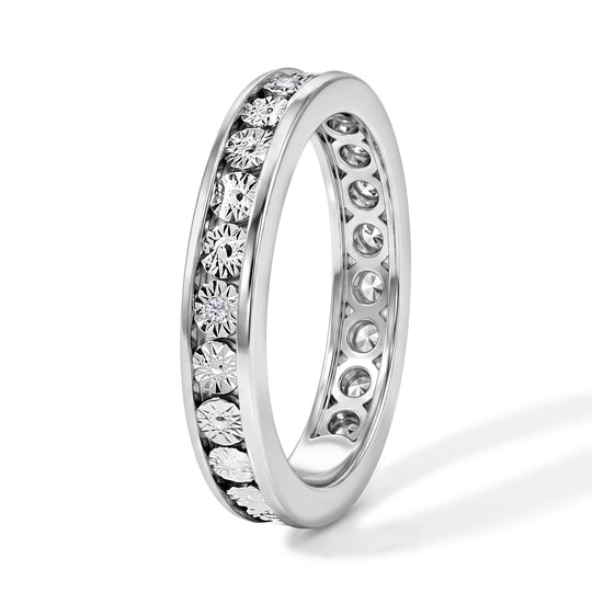 EVER TRUE Weißer Diamant Ring Nickelfreies Messing (Größe 19.00) ca. 0,03 ct