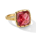 SEHR SELTENE Zuckerhut-Schliff Lab Grown Padparadscha-Saphir Ring 925 Silber 750 Gelbgold vermeil (Größe 17.00) ca. 13.39 ct