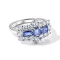 D'Joy AA Tansanit, Moissanit Ring 925 Silber Rhodiniert (Größe 17.00) ca. 1,94 ct