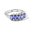 D'Joy AAA Tansanit, Weißer Diamant Ring 925 Silber Rhodiniert (Größe 17.00) ca. 1,30 ct