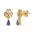 D'Joy AA Tansanit, Weißer Diamant Ohrringe 925 Silber 750 Gelbgold vermeil ca. 0,49 ct.