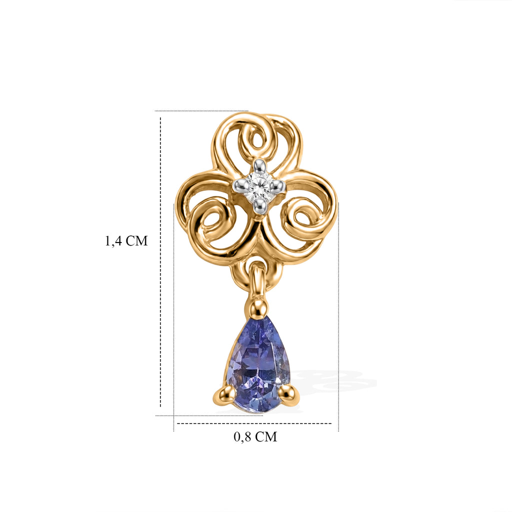 D'Joy AA Tansanit, Weißer Diamant Ohrringe 925 Silber 750 Gelbgold vermeil ca. 0,49 ct.