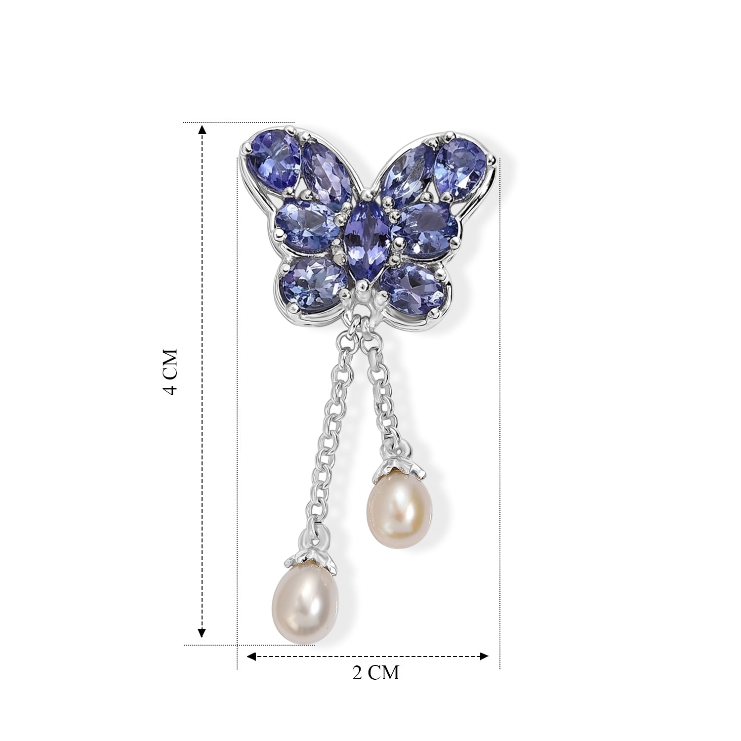 D'Joy Süßwasser Perle (7x5 mm), Tansanit Ohrringe 925 Silber Rhodiniert