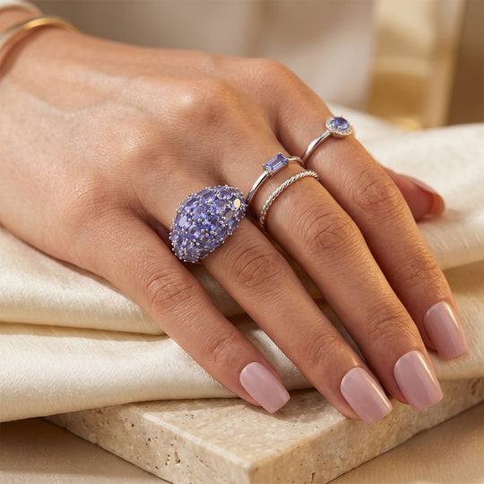 D'Joy Tansanit Ring 925 Silber Rhodiniert (Größe 21.00) ca. 8,94 ct