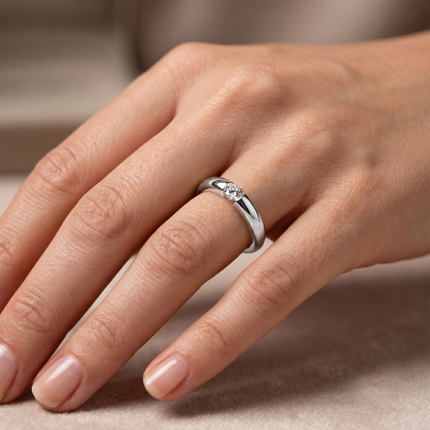LUXURIANT DIAMOND - Lab Grown Diamant VS-EF Ring 925 Silber Rhodiniert (Größe 16.00) ca. 0,15 ct