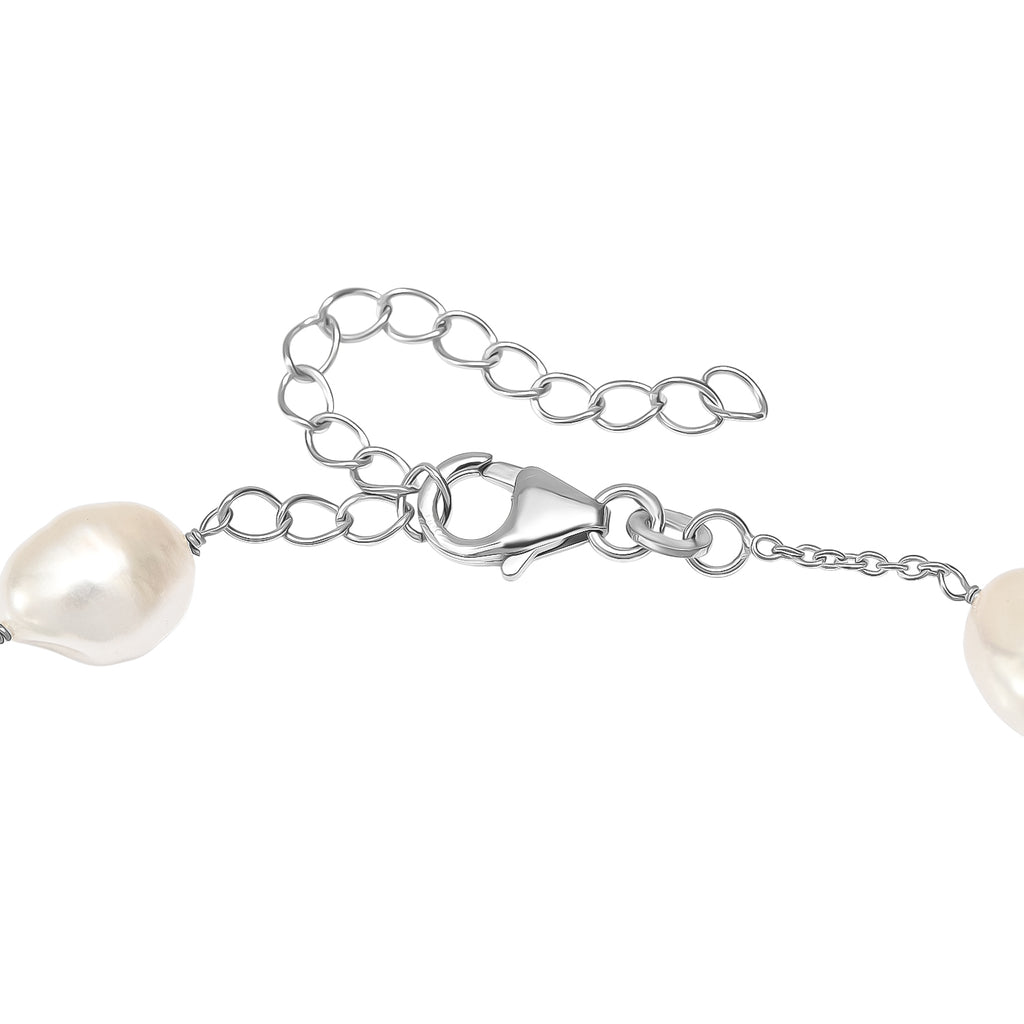 D'Joy Süßwasser Perle, Larimar Armband ca. 19 cm 925 Silber Rhodiniert