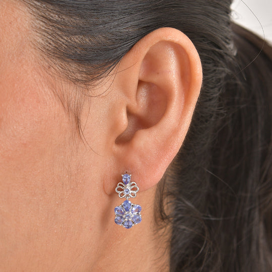 D'Joy Tansanit Ohrringe, 925 Silber rhodiniert - 2,28 ct.