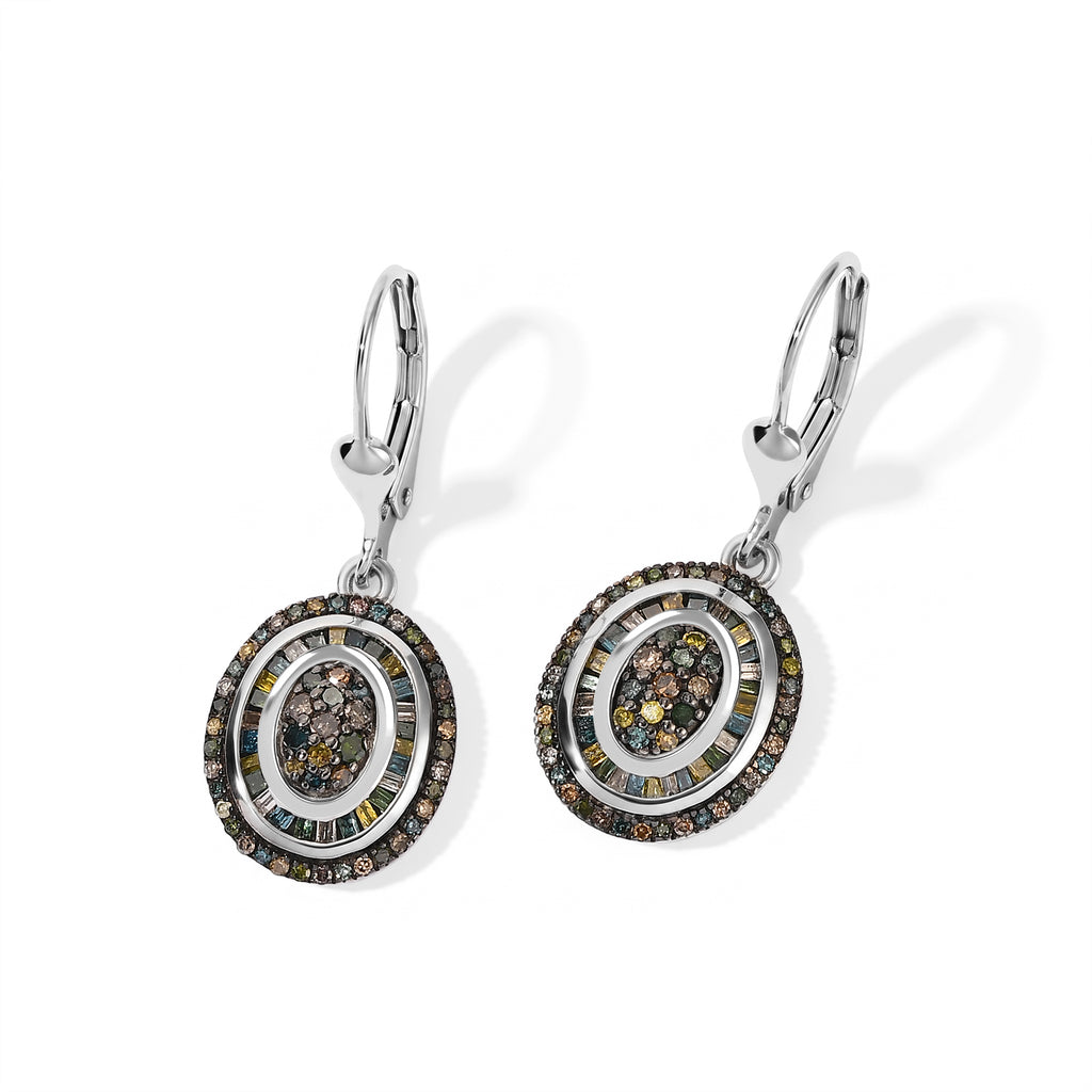 D'Joy Grüner Diamant, Natürlicher Champagner Diamant Ohrringe 925 Silber Rhodiniert ca. 0,85 ct.