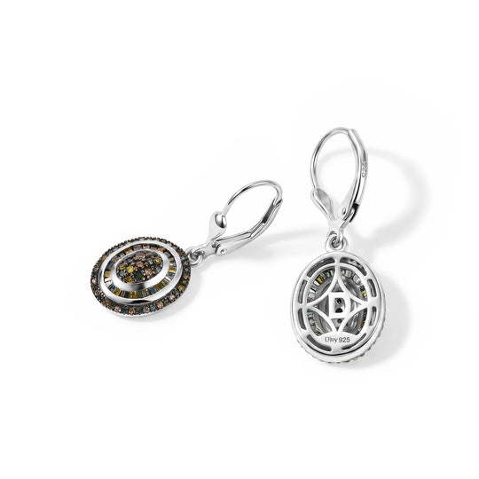 D'Joy Grüner Diamant, Natürlicher Champagner Diamant Ohrringe 925 Silber Rhodiniert ca. 0.85 ct