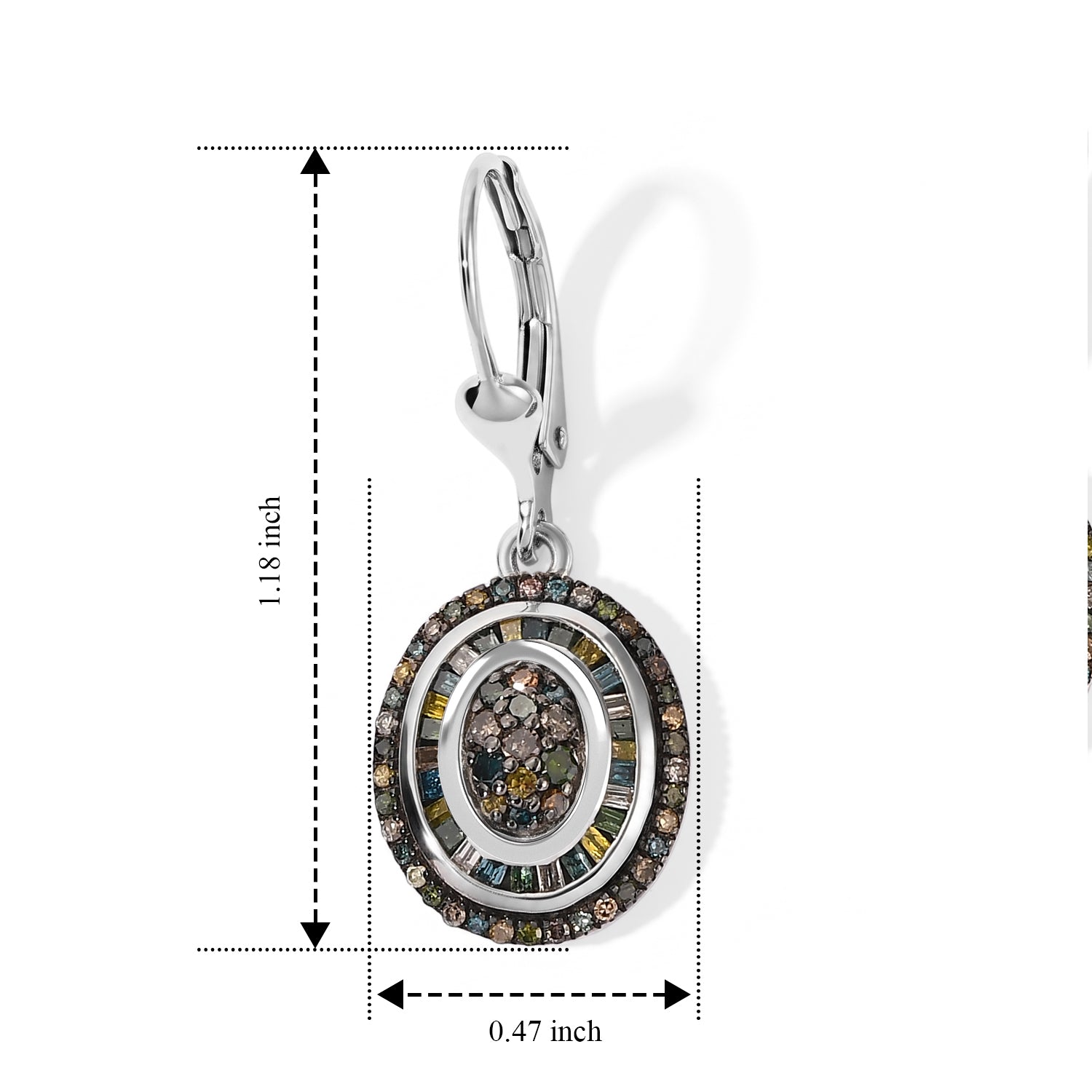 D'Joy Grüner Diamant, Natürlicher Champagner Diamant Ohrringe 925 Silber Rhodiniert ca. 0,85 ct.