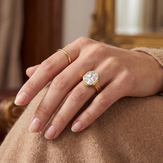 D'Joy Moissanit Ring 925 Silber 750 Gelbgold vermeil (Größe 19.00) ca. 3,53 ct