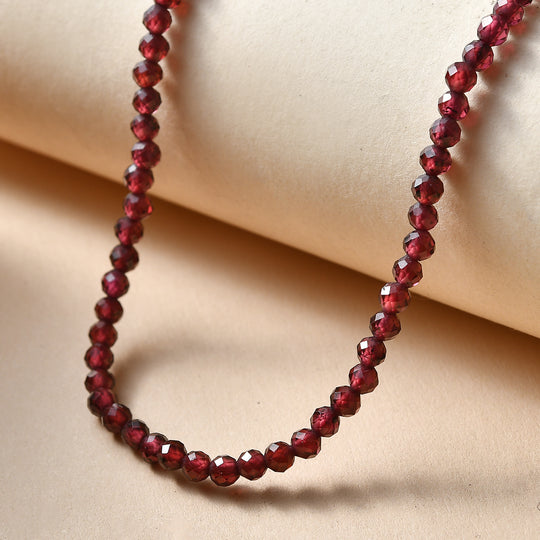 EVER TRUE Natürlicher Rhodolith Granat Halskette ca. 45 cm 316L Edelstahl ca. 48,00 ct.
