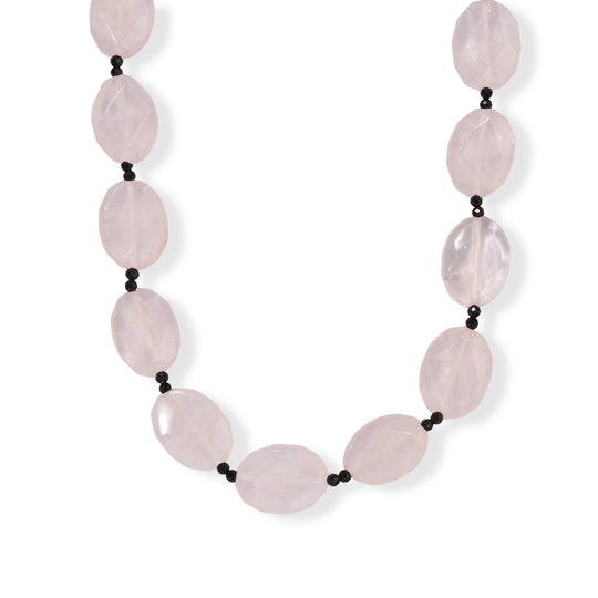 EVER TRUE Rosenquarz, Schwarzer Spinell Halskette ca. 50 cm Nickelfreies Messing Platiniert ca. 210.00 ct