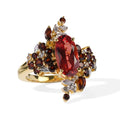 D'Joy Lab Grown Padparadscha-Saphir, Mosambik Granat Ring 925 Silber Rhodiniert und 750 Gelbgold Vermeil (Größe 18.00) ca. 4,39 ct