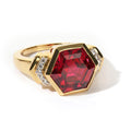 LUXURIANT - AAA Lab Grown Rubin, Weißer Zirkon Ring 925 Silber 750 Gelbgold vermeil (Größe 17.00) ca. 10,40 ct
