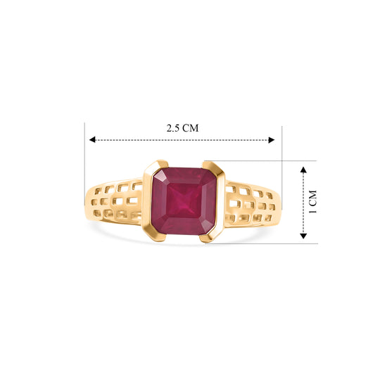 D'Joy AA Afrikanischer Rubin (Fissure gefüllt) Ring 925 Silber Vergoldet (Größe 19.00) ca. 3,43 ct