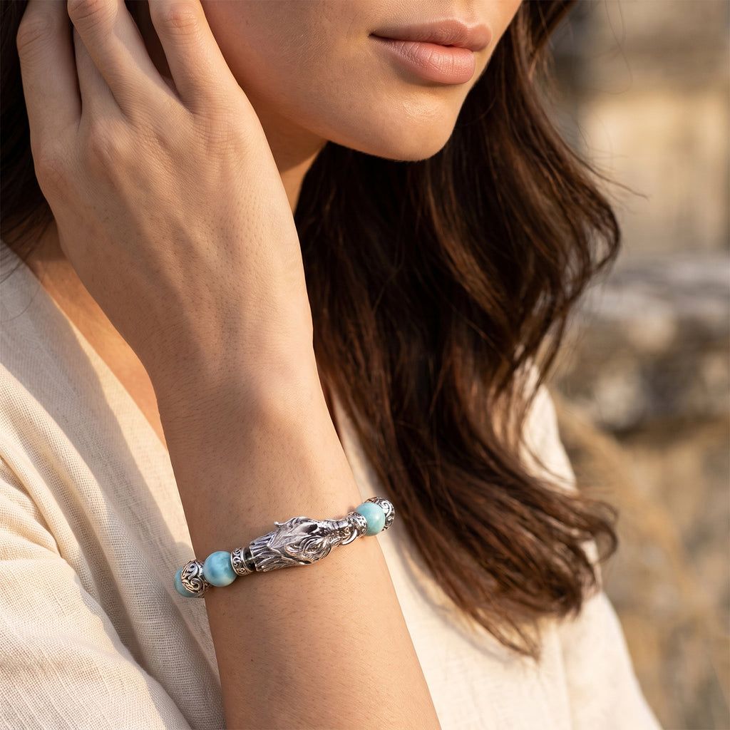 D'Joy AA Larimar Armband ca. 19 cm 925 Silber ca. 45,60 ct.