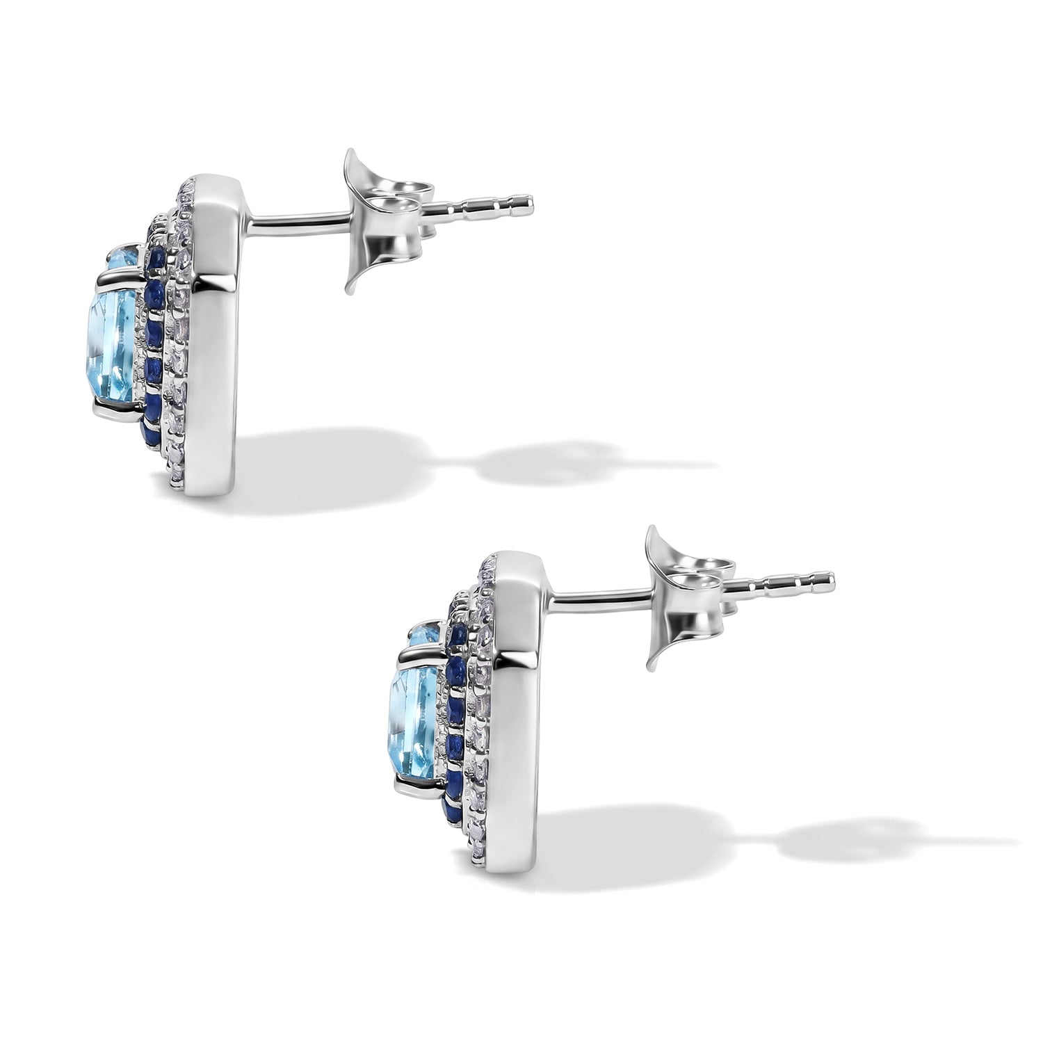 D'Joy AA Blauer Zirkon, Blauer Saphir Ohrringe 925 Silber Rhodiniert ca. 3,37 ct.