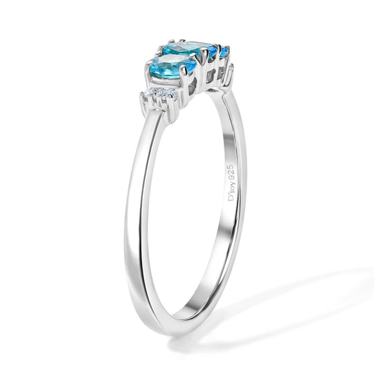 D'Joy Neon Apatit und Diamant Ring, 925 Silber platiniert - 0,65 ct.