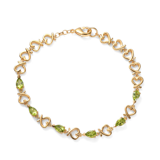 EVER TRUE Natürliches Peridot Armband, ca. 20 cm 950 Kupfer ca. 2.54 ct