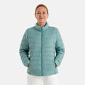 LA MAREY Damen-Steppjacke mit Daunenfüllung, Stehkragen und Seitentaschen, L - (EU-Gr. 44/46), Grün