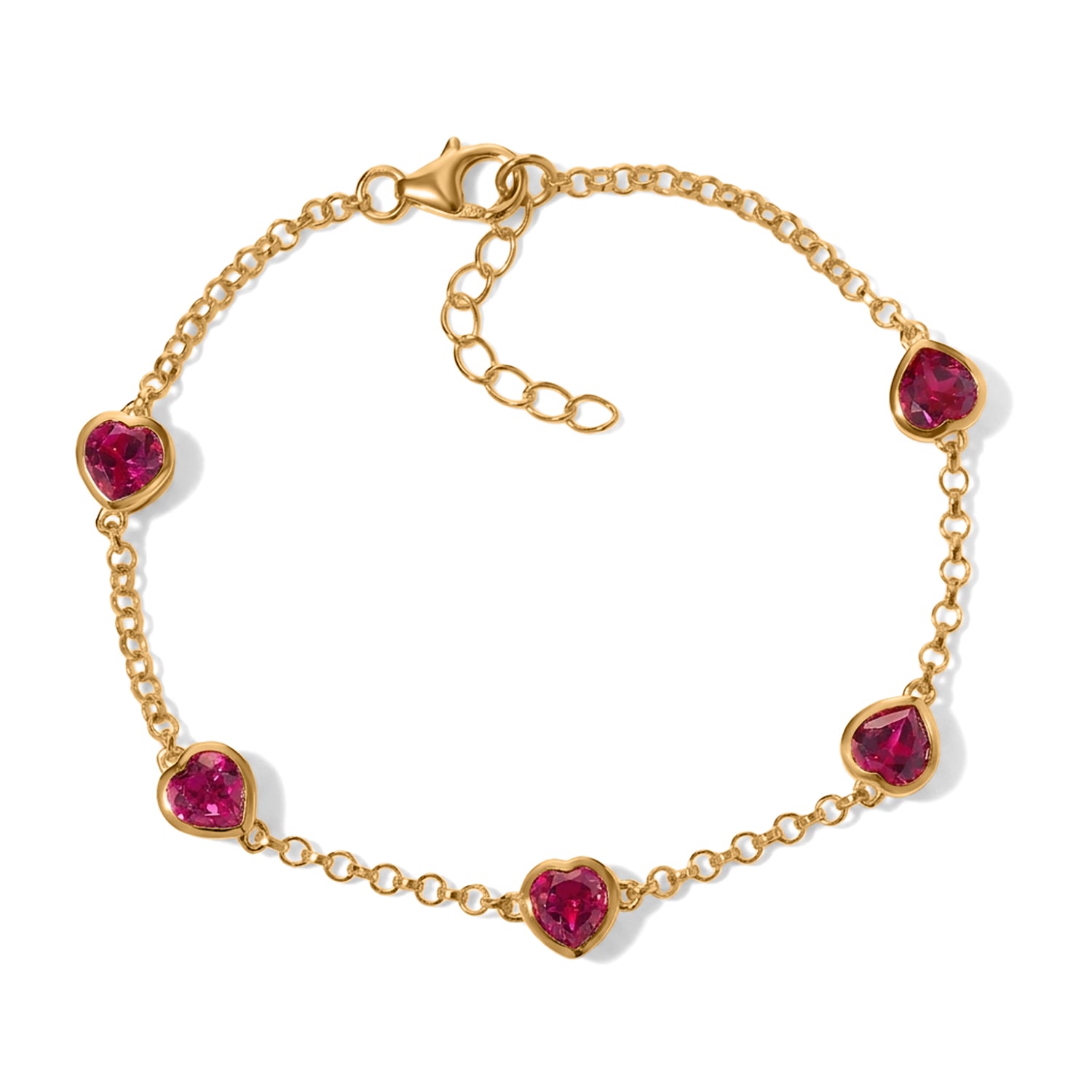 LUXURIANT - AAA Lab Grown Rubin Armband ca. 19 cm 925 Silber 750 Gelbgold vermeil ca. 8,82 ct.