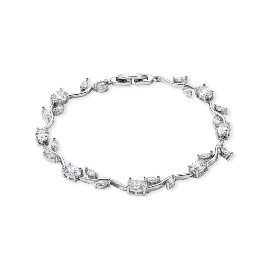 Weißer Zirkonia Armband ca. 20 cm Nickelfreies Messing, Silberfarben