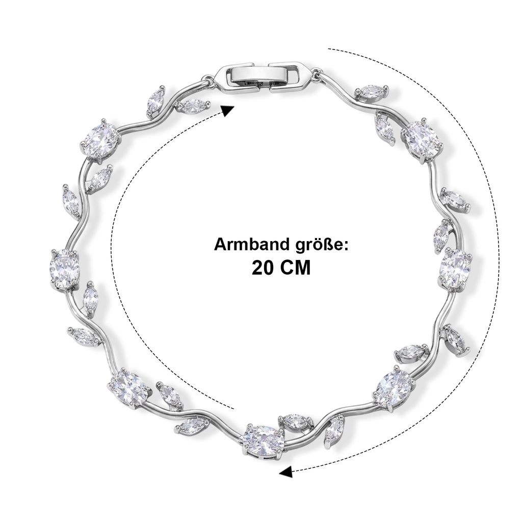 Weißer Zirkonia Armband ca. 20 cm Nickelfreies Messing, Silberfarben