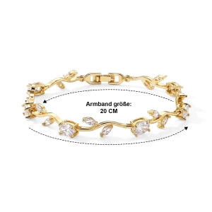 Weißes Zirkonia 20 Armband, Messing vergoldet