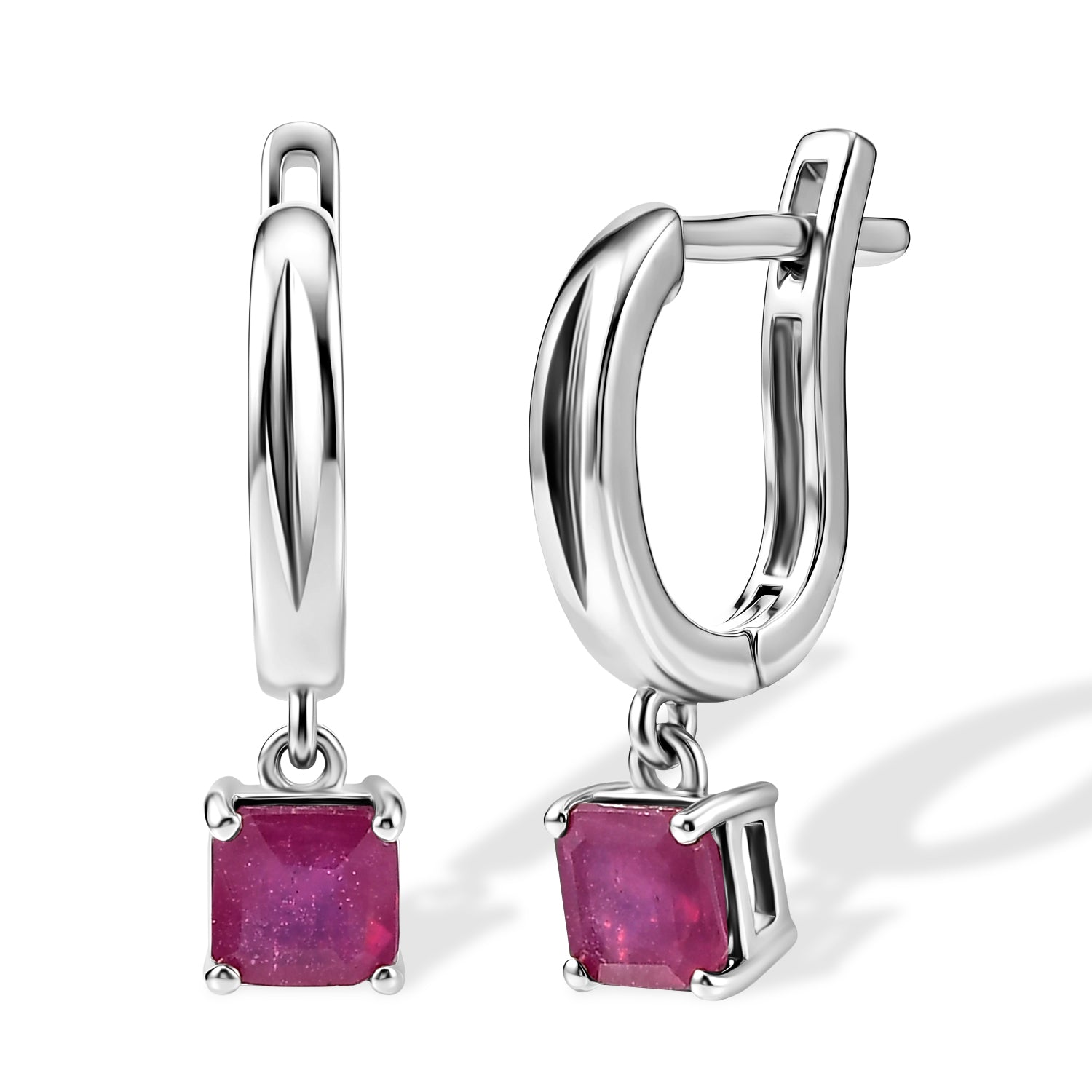 D'Joy AA Afrikanischer Rubin (Fissure gefüllt) Ohrringe 925 Silber Rhodiniert ca. 1,85 ct.
