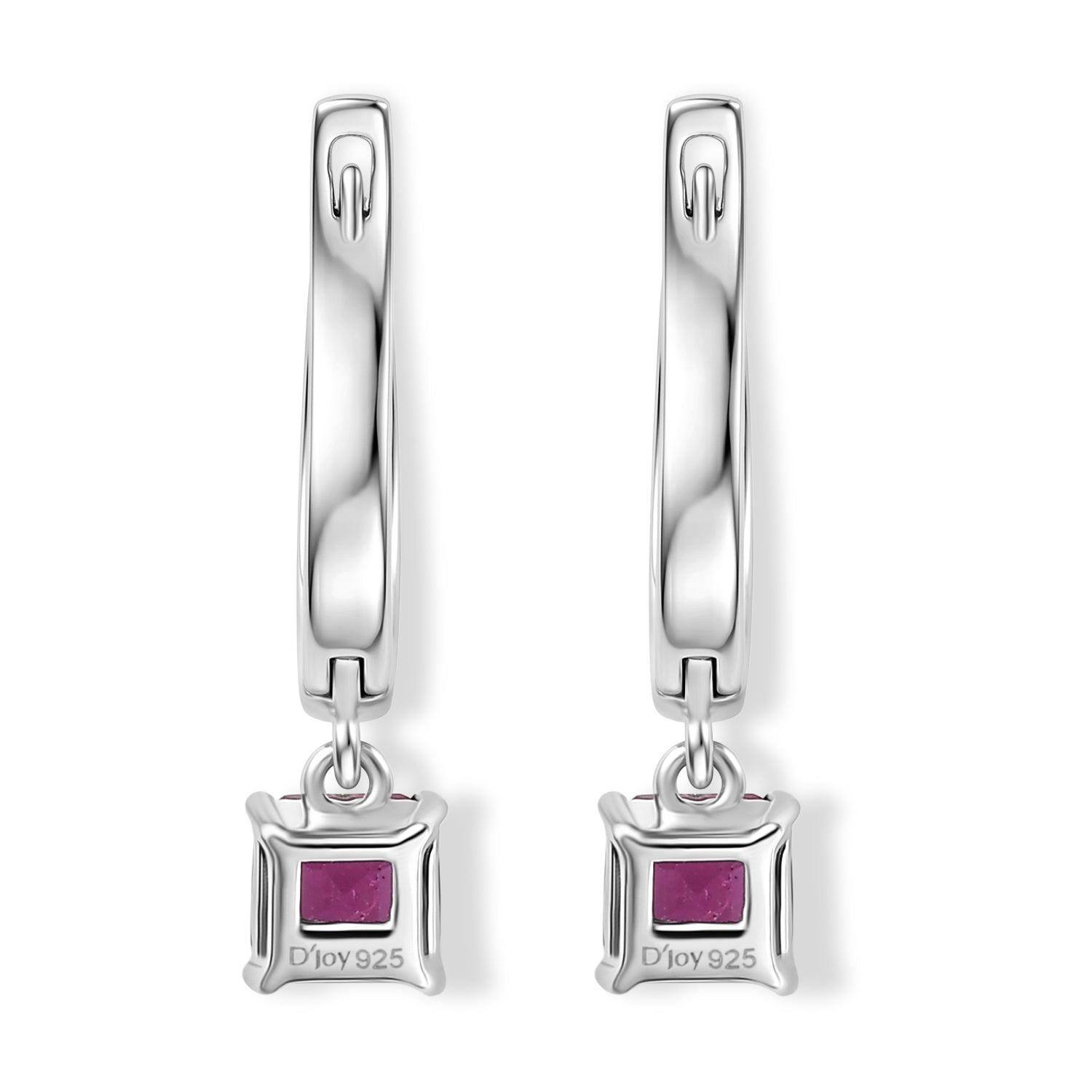 D'Joy AA Afrikanischer Rubin (Fissure gefüllt) Ohrringe 925 Silber Rhodiniert ca. 1,85 ct.