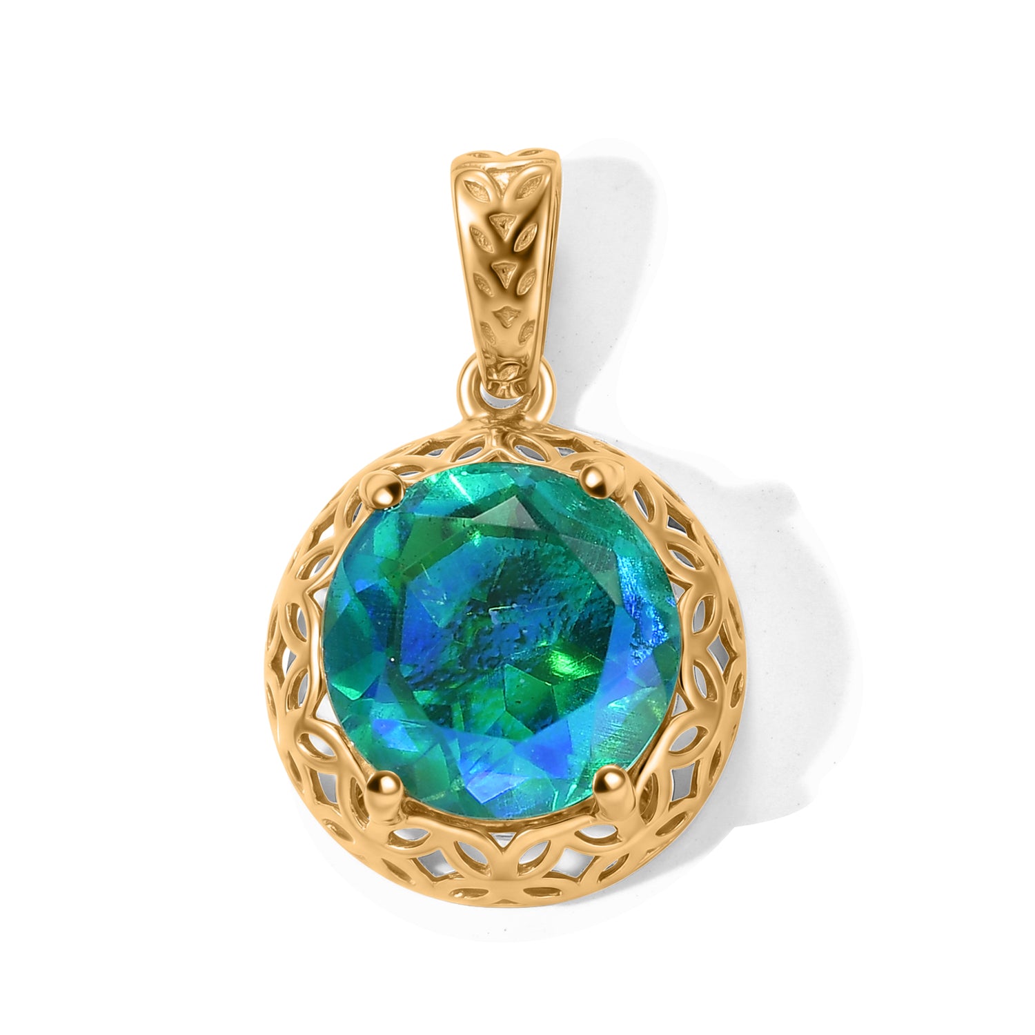 D'Joy Pfau Quarz Triplette Anhänger 925 Silber 750 Vergoldet ca. 3,67 ct.