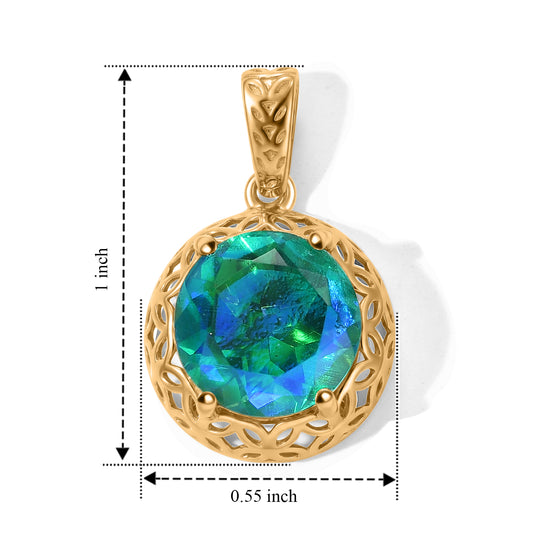 D'Joy Pfau Quarz Triplette Anhänger 925 Silber 750 Vergoldet ca. 3,67 ct.