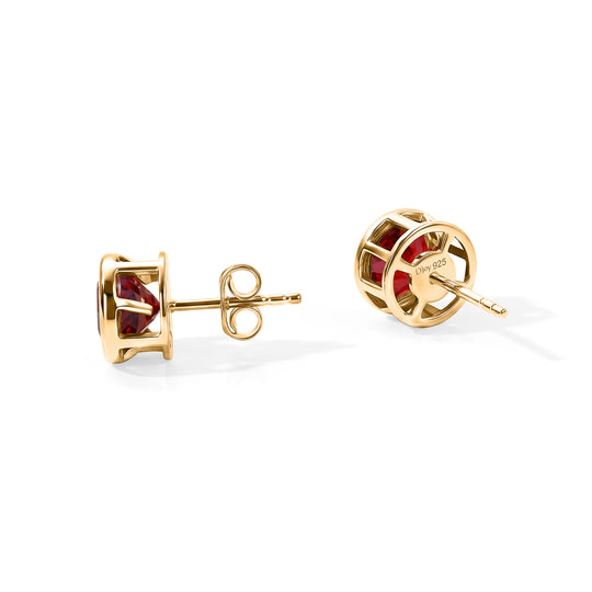 D'Joy Rubin Feuer Triplett Quarz, Ohrringe 925 Silber platiniert - 3,14 ct.