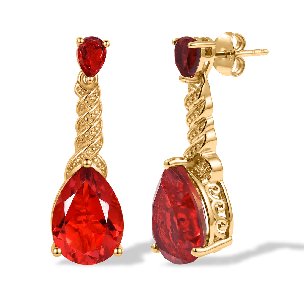 EVER TRUE Rubin-Feuer-Triplett-Quarz. Ohrringe 950 Kupfer ca. 12,56 ct.