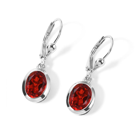 D'Joy Rubin Feuer Triplett Quarz Ohrringe, 925 Silber 750 vergoldet - 4,37 ct.