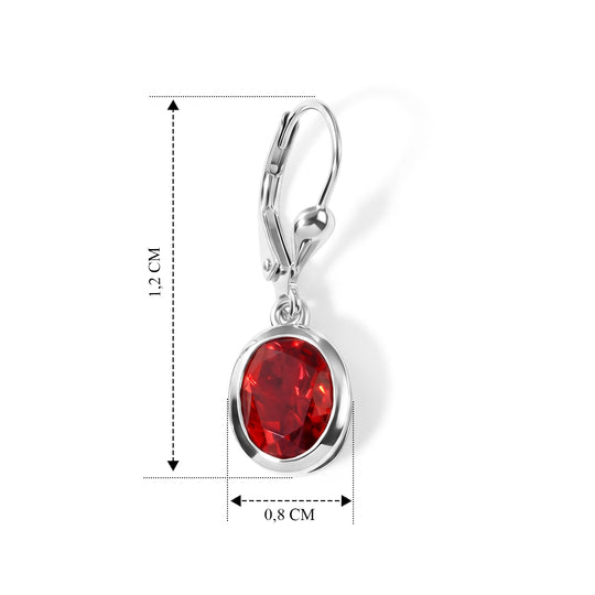 D'Joy Rubin Feuer Triplett Quarz Ohrringe, 925 Silber 750 vergoldet - 4,37 ct.