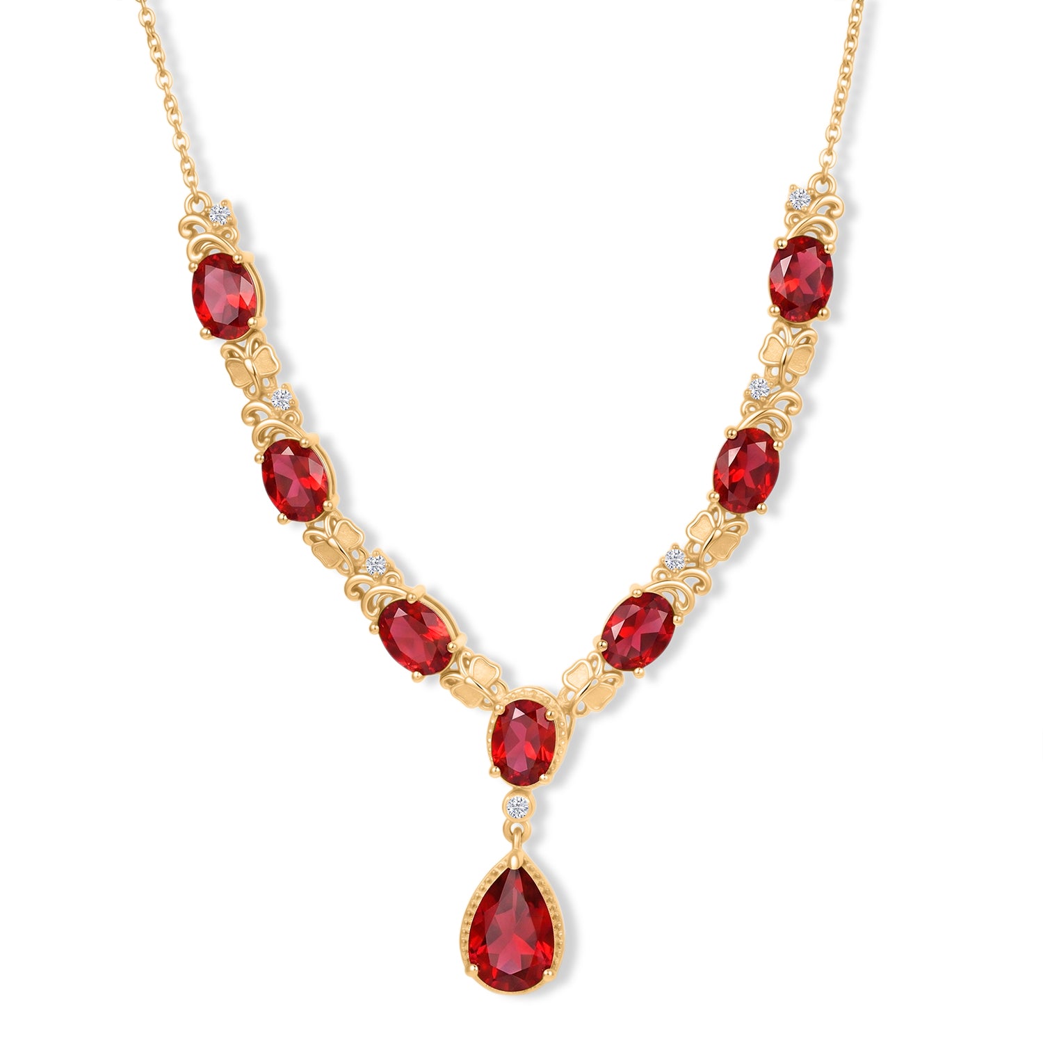 EVER TRUE Rubin-Feuer-Triplett-Quarz Halskette ca. 45 cm 950 Kupfer ca. 14,19 ct.