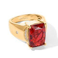EVER TRUE Rubin-Feuer-Triplett-Quarz, Weißer Zirkon Ring 950 Kupfer (Größe 17.00) ca. 7,28 ct