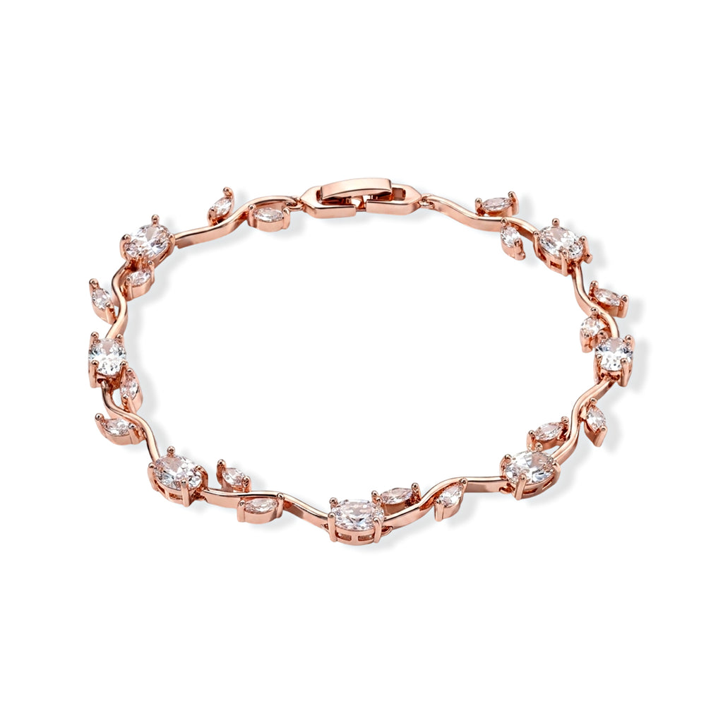 Weißer Zirkonia Armband ca. 20 cm Nickelfreies Messing, Roségoldfarben