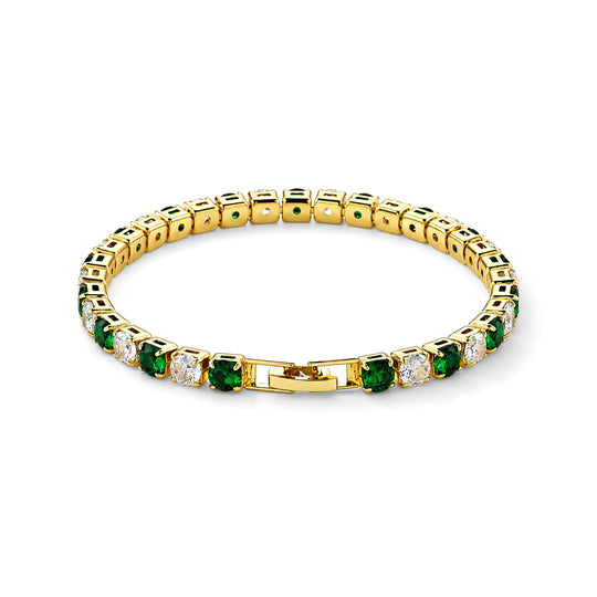 Weißer Zirkonia, Grüner Kristall Armband ca. 19 cm Nickelfreies Messing