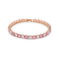 Weißer Zirkonia, Rosa Kristall Armband ca. 19 cm Nickelfreies Messing