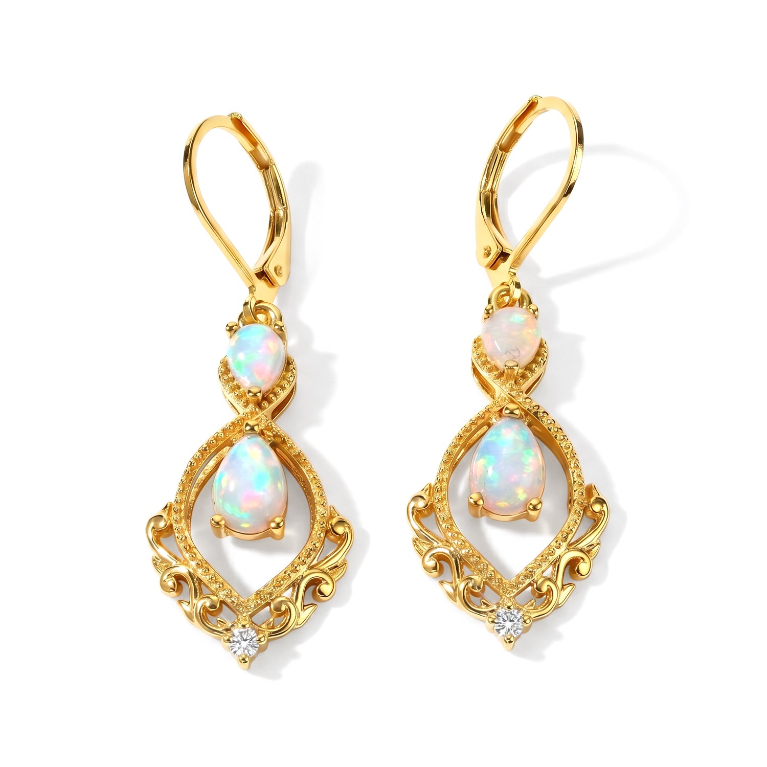 EVER TRUE AA Natürlicher, äthiopischer Welo Opal Ohrringe 950 Kupfer ca. 1.74 ct