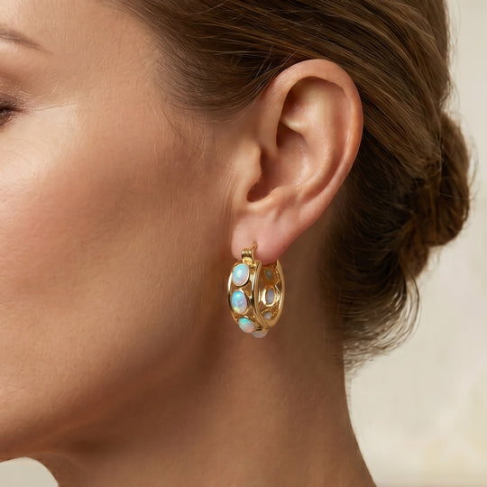 EVER TRUE AA Natürlicher, äthiopischer Welo Opal Ohrringe 950 Kupfer ca. 2,44 ct.